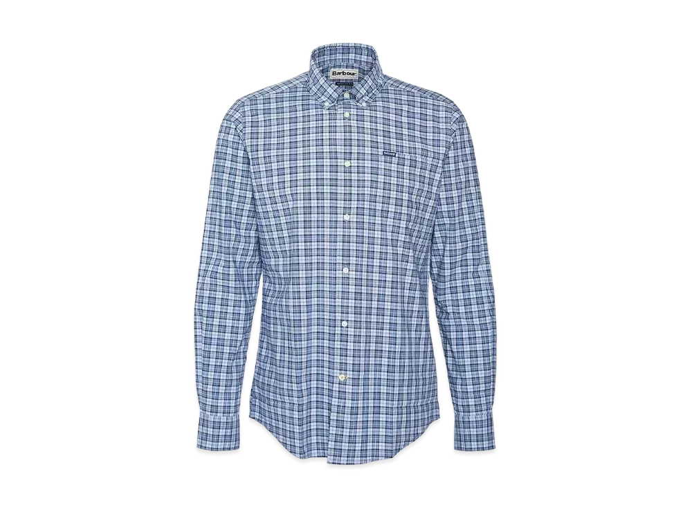 Barbour Lomond Check Button Down Shirt (Tailored Fit) "Light Blue"