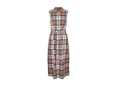 Barbour Caroline Tartan Check Sleeveless Shirt Dress "Beige"