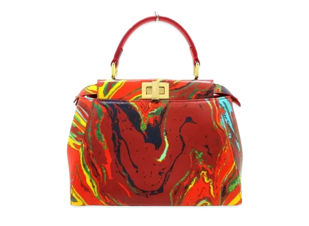 FENDI Peekaboo Iconix Mall Handbag "Red"