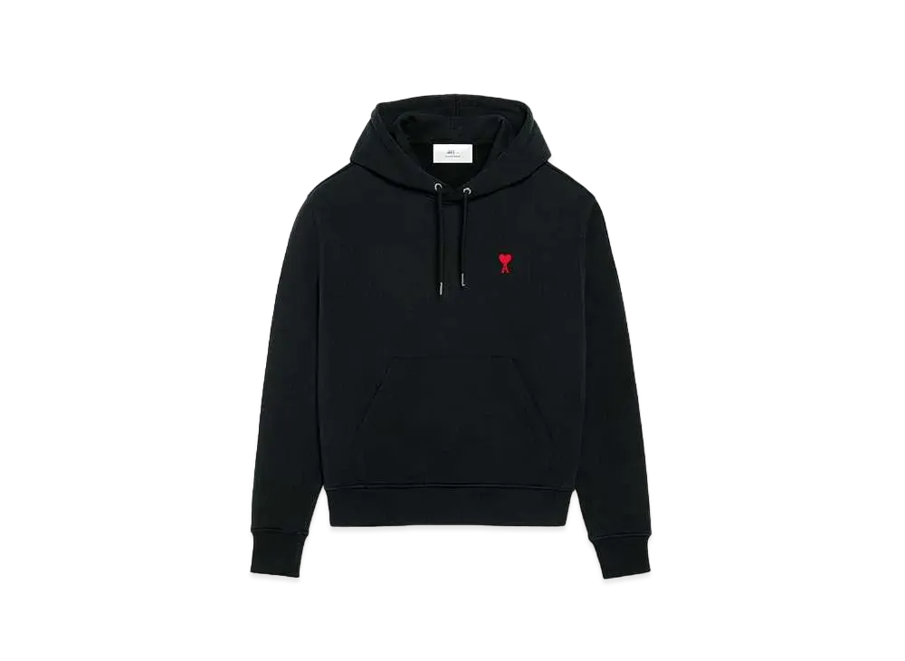 AMI PARIS Loop Back Cotton Fleece Classic Fit Parka "Black"