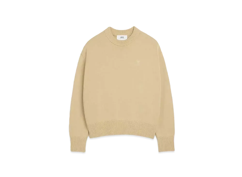AMI PARIS Cotton Wool Crew Neck Sweater "Cream"