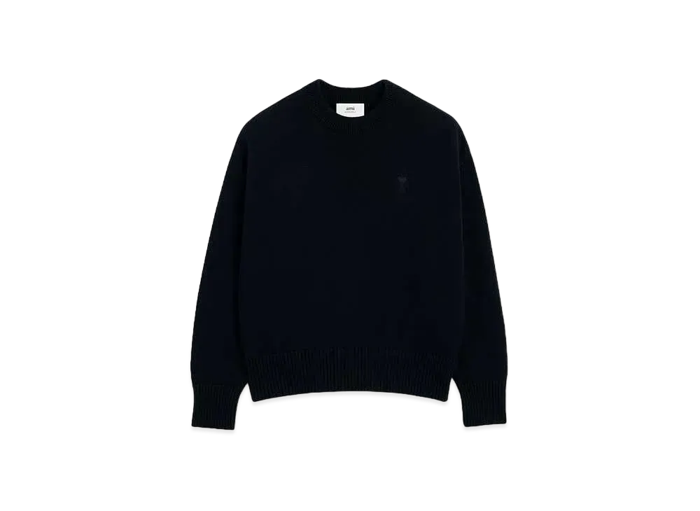 AMI PARIS Cotton Wool Crew Neck Sweater "Black"
