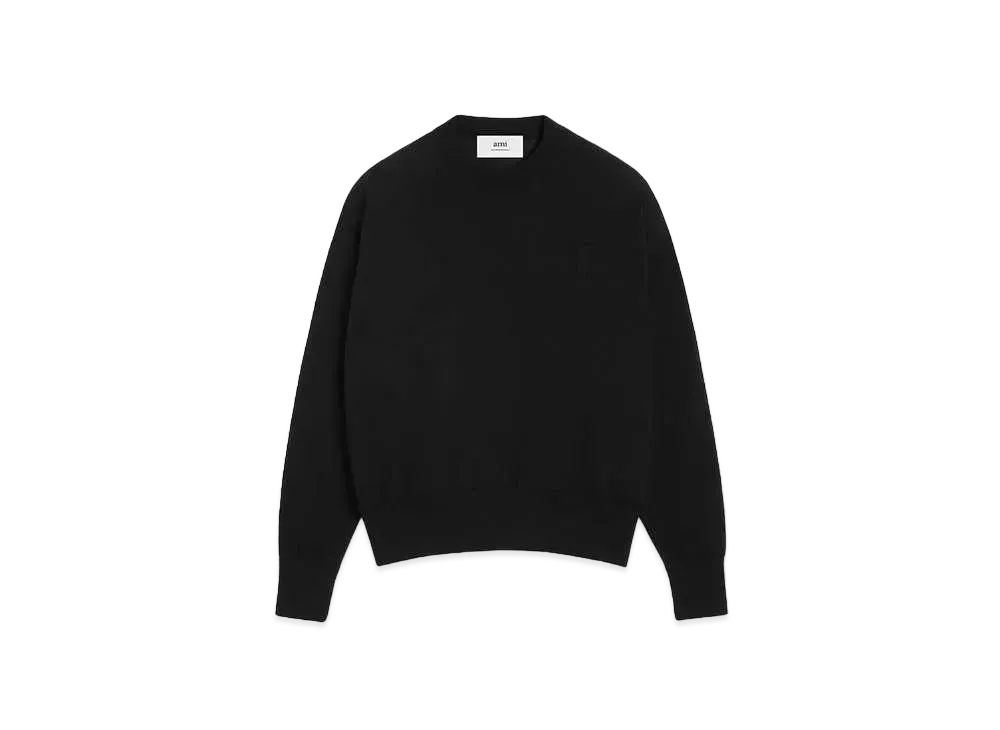 AMI PARIS Extra Fine Merino Wool Crew Neck Sweater "Black"