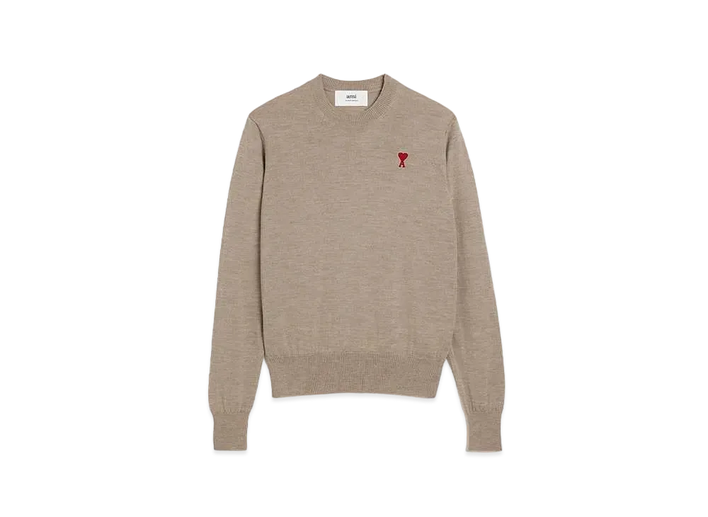 AMI PARIS Merino Wool Sweater "Light Beige"