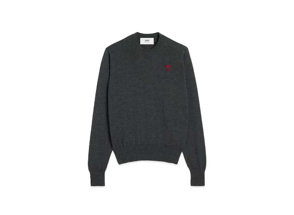 AMI PARIS Merino Wool Sweater "Heather Gray"
