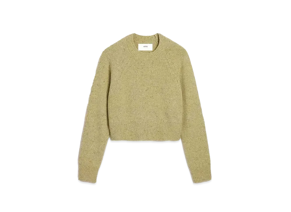 AMI PARIS Donegal Wool Embroidery Crew Neck Sweater "Sage"