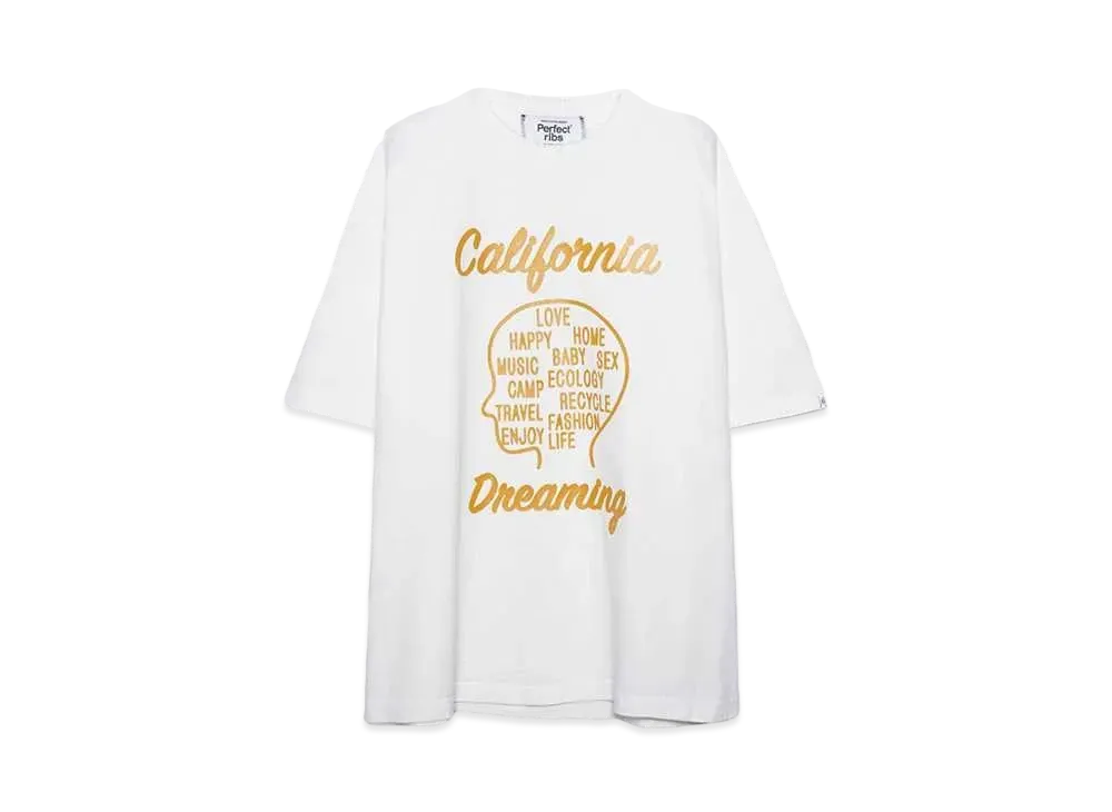 Perfect ribs (California Dreaming) Basic Short Sleeve T Shirts "White"