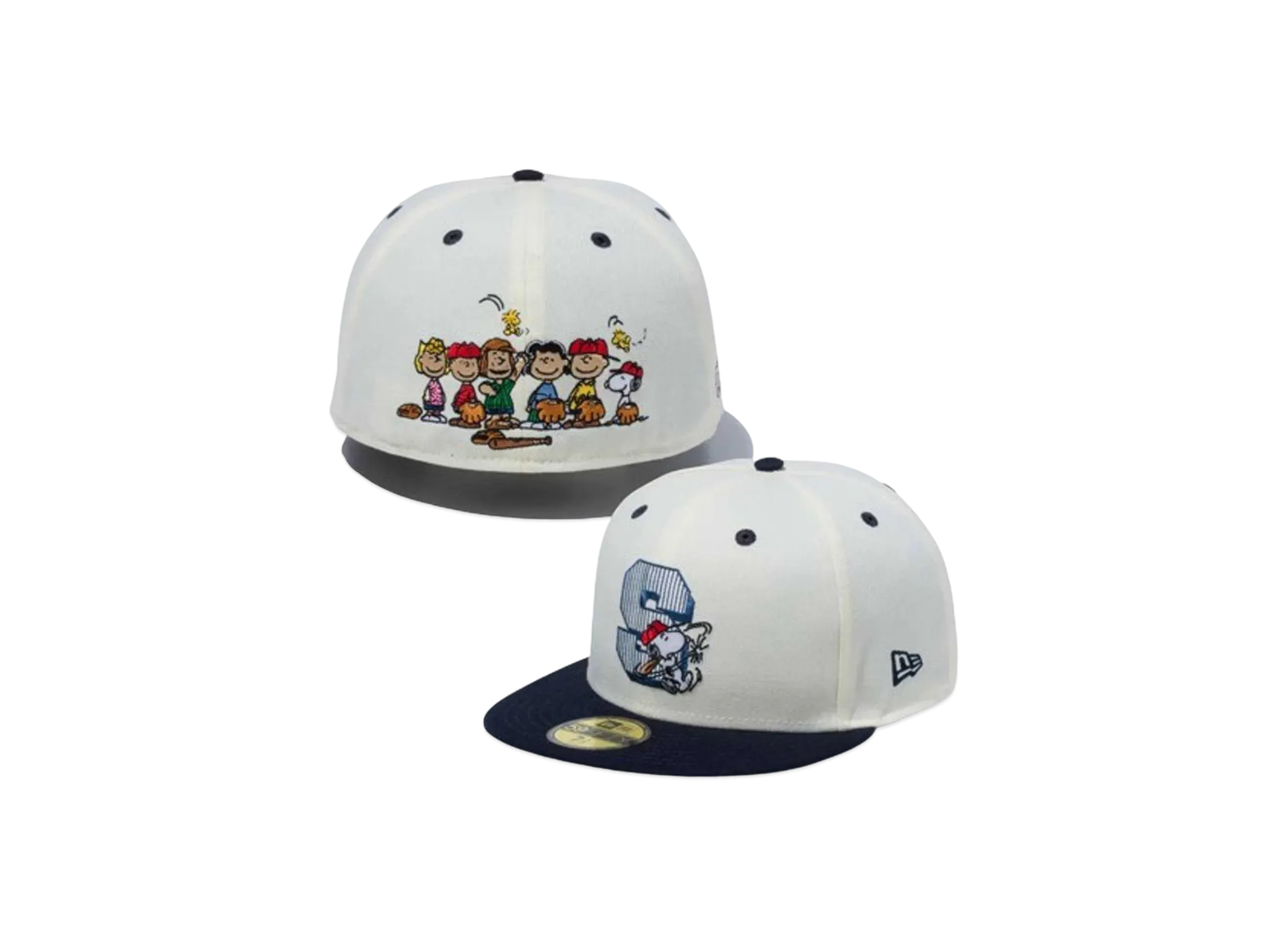 NEW ERA x PEANUTS 59Fifty Snoopy Baseball Navy Visor "Chrome White"