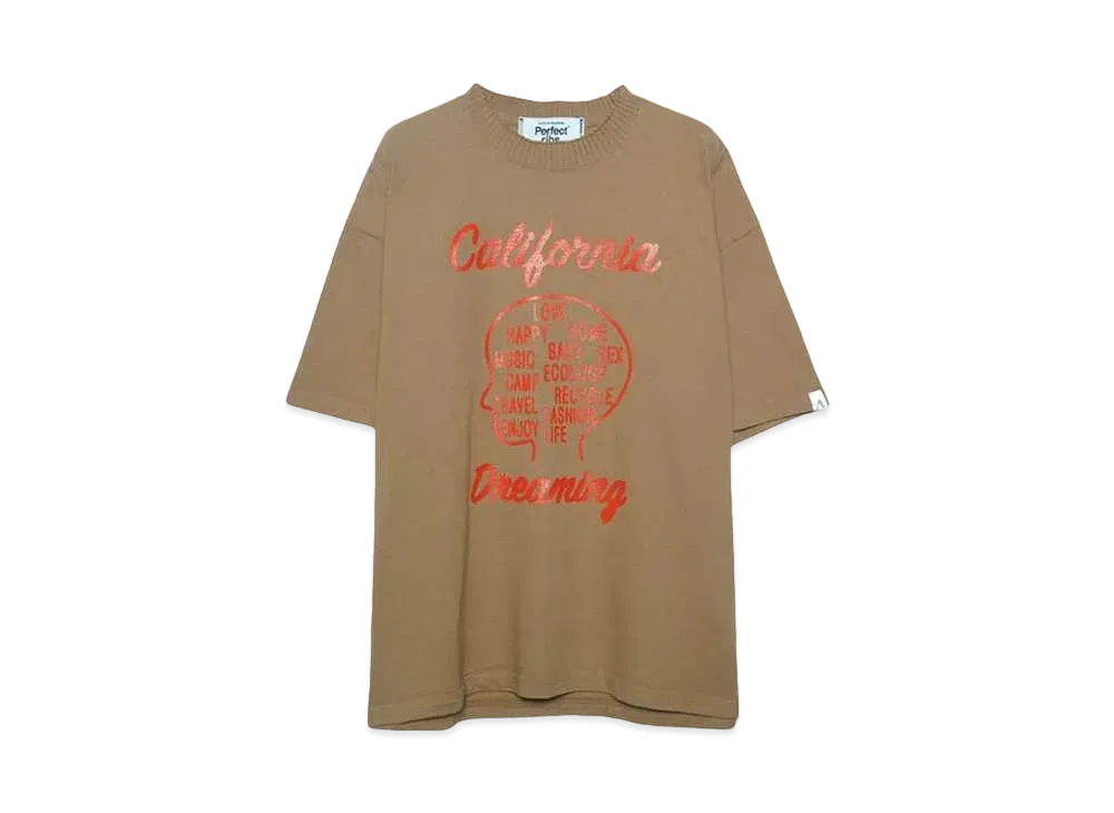 Perfect ribs (California Dreaming) Basic Short Sleeve T Shirts "Light Brown"
