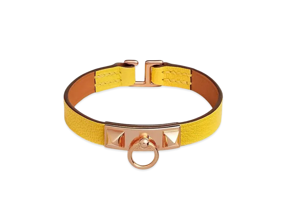 Hermes Rivale Mini Bracelet "Jaune de Naples/Pink Gold"