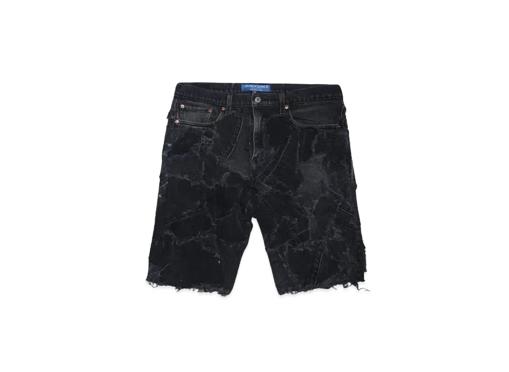 INNOCENCE NYC PATCHWORK DENIM SHORTS "BLACK"