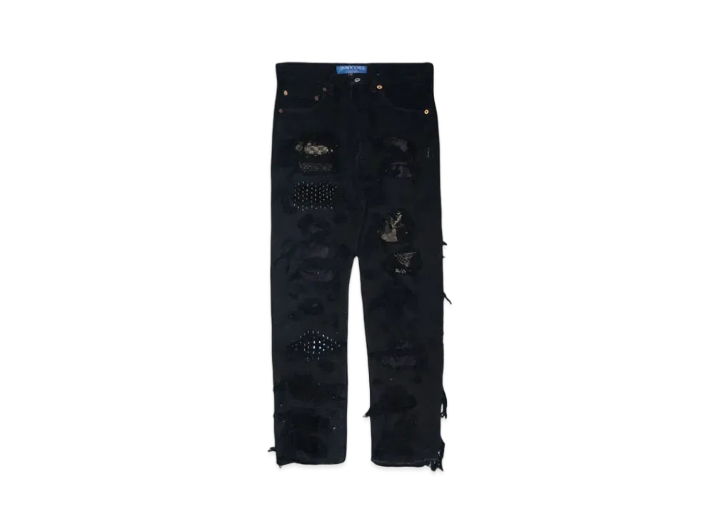 INNOCENCE NYC SASHIKO DESTROY DENIM PANTS "BLACK"
