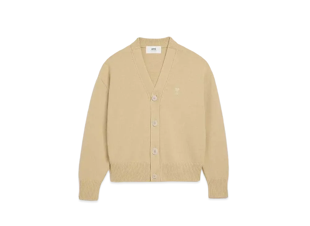 AMI PARIS Cotton Wool Cardigan "Cream"
