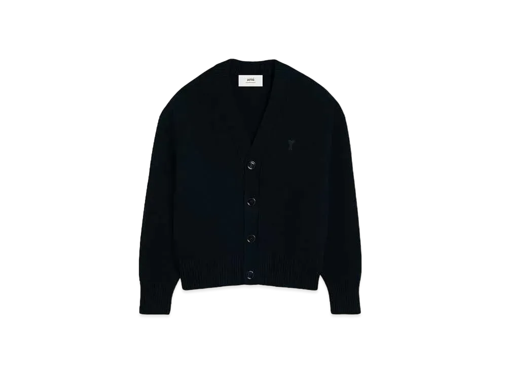 AMI PARIS Cotton Wool Cardigan "Black"