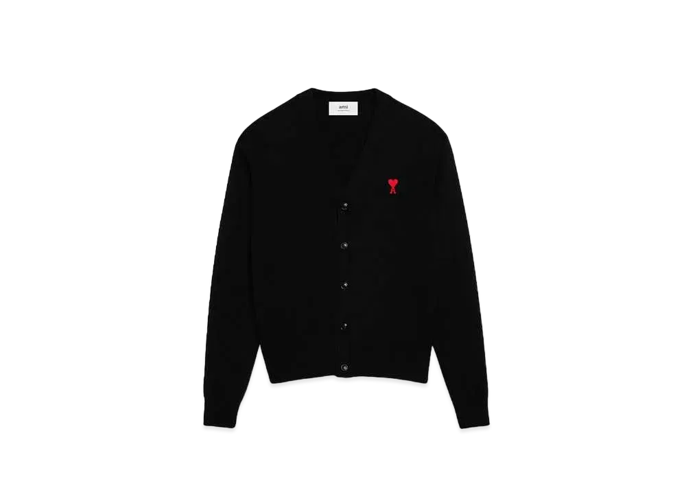 AMI PARIS Merino Wool Cardigan "Black"