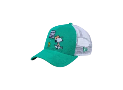 NEW ERA x PEANUTS 9Forty A-Frame Tracker Snoopy Woodstock Golf "Green"
