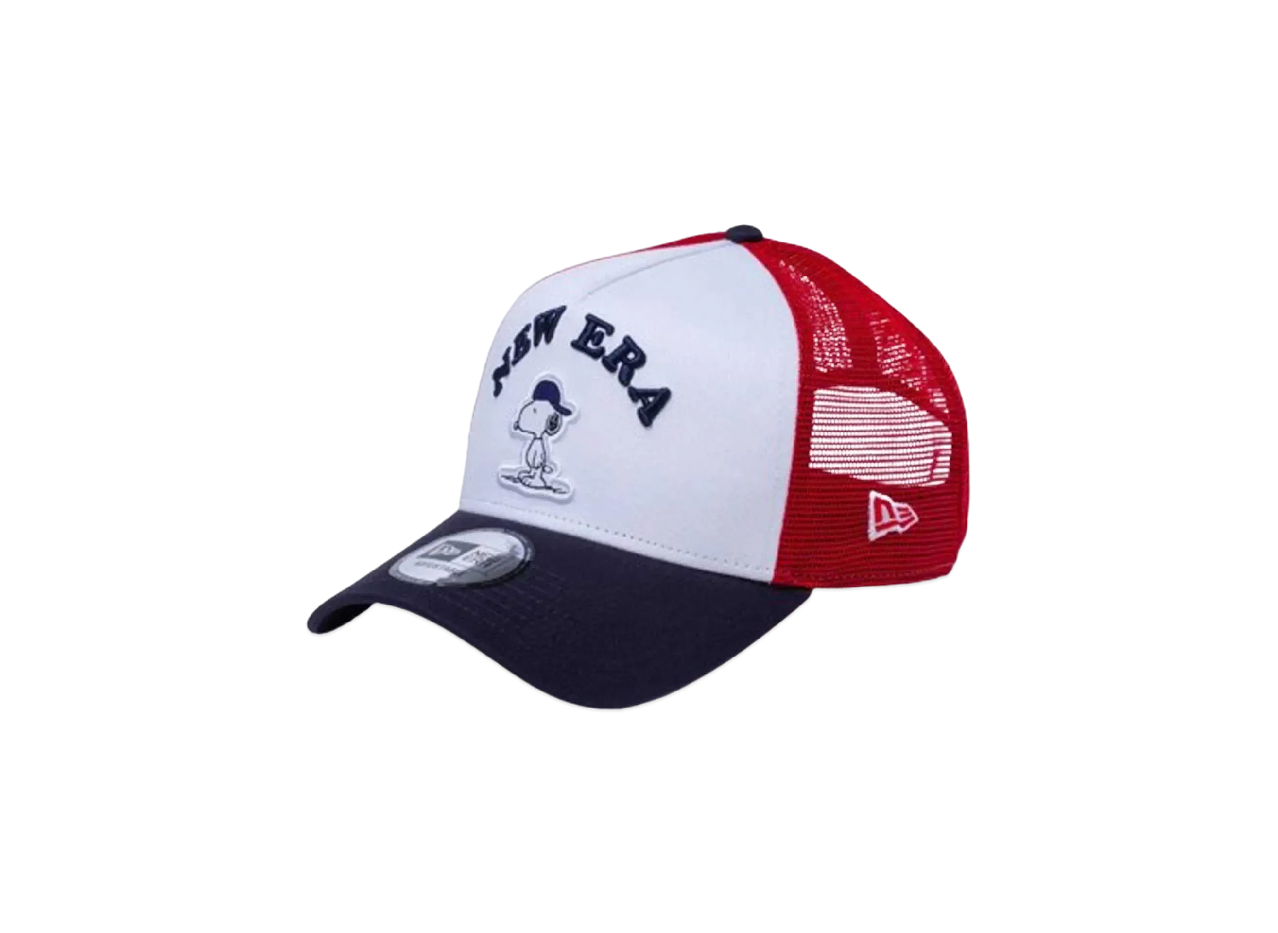 NEW ERA x PEANUTS 9Forty A-Frame Tracker Snoopy White Scarlet Mesh "White/Navy"