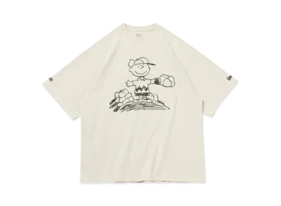 NEW ERA x PEANUTS Oversized Cotton T-Shirt Charlie Brown Baseball "Stone"