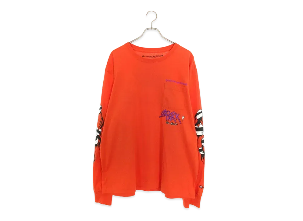 クロムハーツ サイズ:L  PPO SPARK THE HEART MATTY BOYプリントスパークザハート長袖カットソー 中古 SJ02 クロムハーツ PPO マッティボーイ スパークザハート ロングスリーブ T