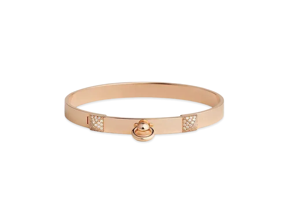 Hermes Collier de Chien Bracelet Small Model "Pink Gold/Diamond"