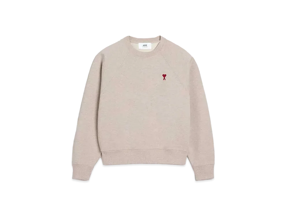 AMI PARIS Loop Back Organic Cotton Heavy Fleece Sweat Shirt #1 "Heather Light Beige"