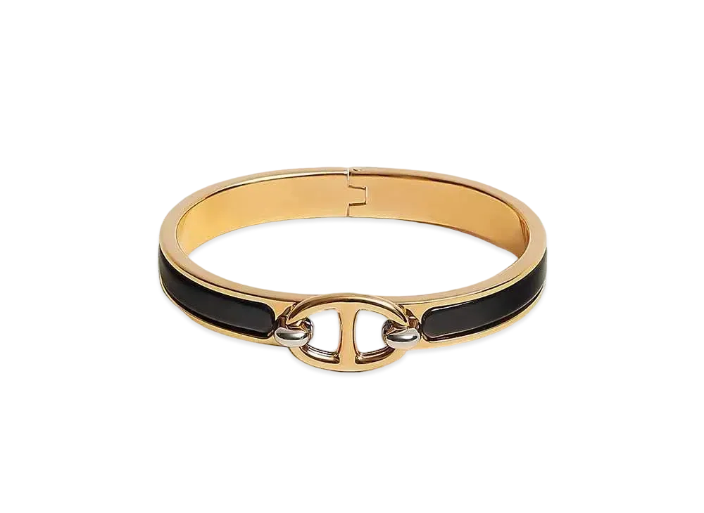 Hermes Mini Clic Chaine D'ancre Bracelet "Noir/Gold"