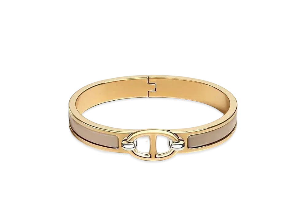 Hermes Mini Clic Chaine D'ancre Bracelet "Marron Glace/Gold"