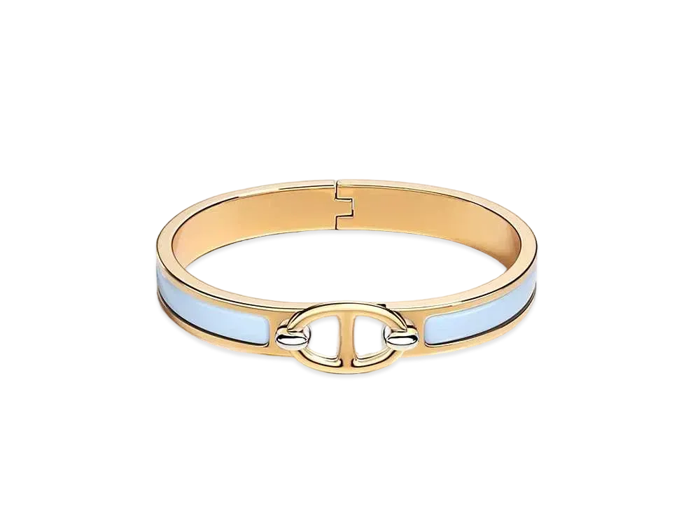 Hermes Mini Clic Chaine D'ancre Bracelet "Bleu Ciel/Gold"