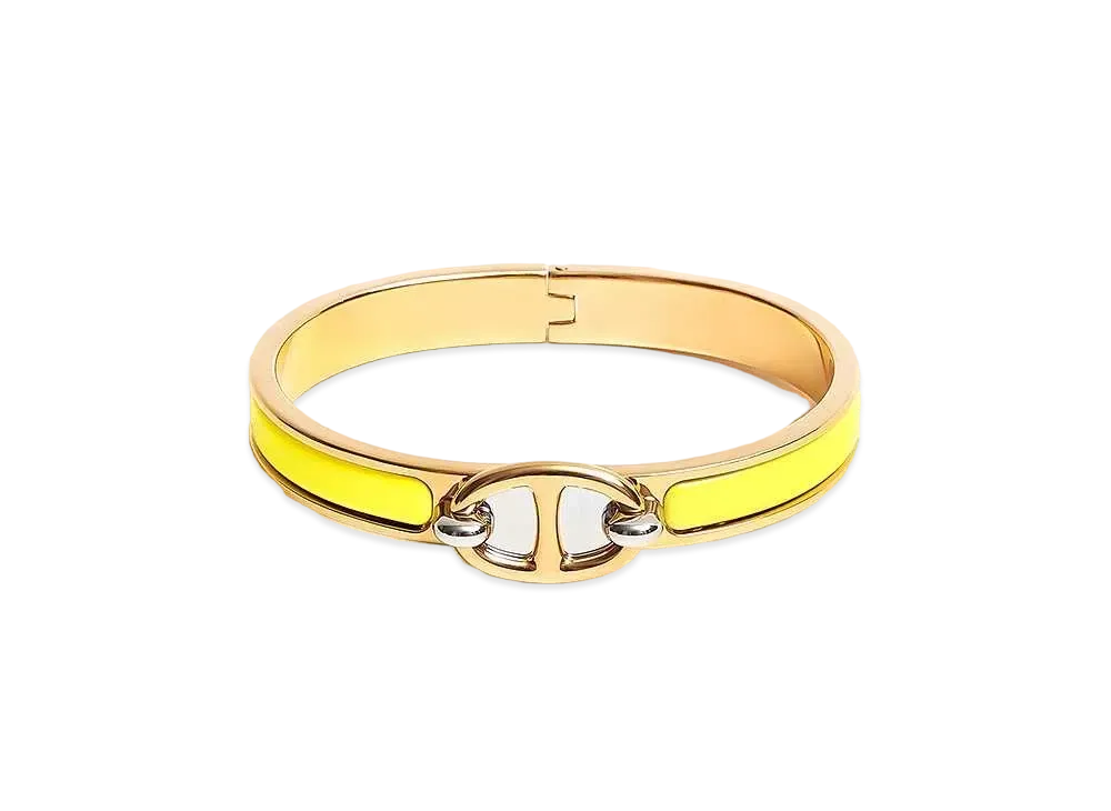 Hermes Mini Clic Chaine D'ancre Bracelet "Jaune Tennis/Gold"