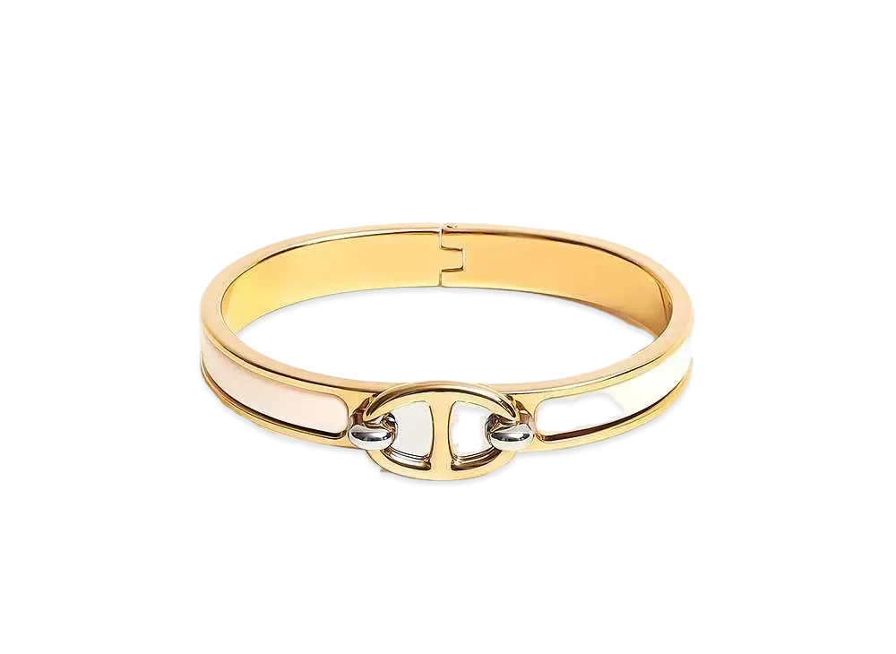 Hermes Mini Clic Chaine D'ancre Bracelet "Creme/Gold"
