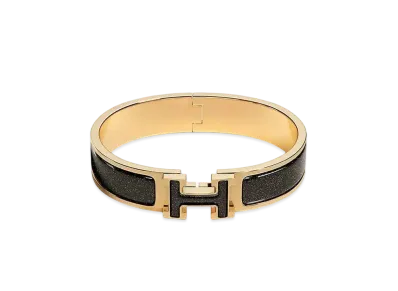 Hermes Clic H Glitter Bracelet "Noir Dore/Gold"