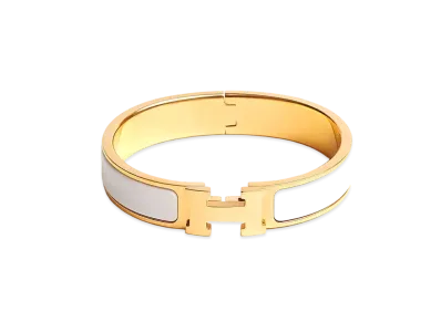Hermes Enamel Bracelet Crick H "White"