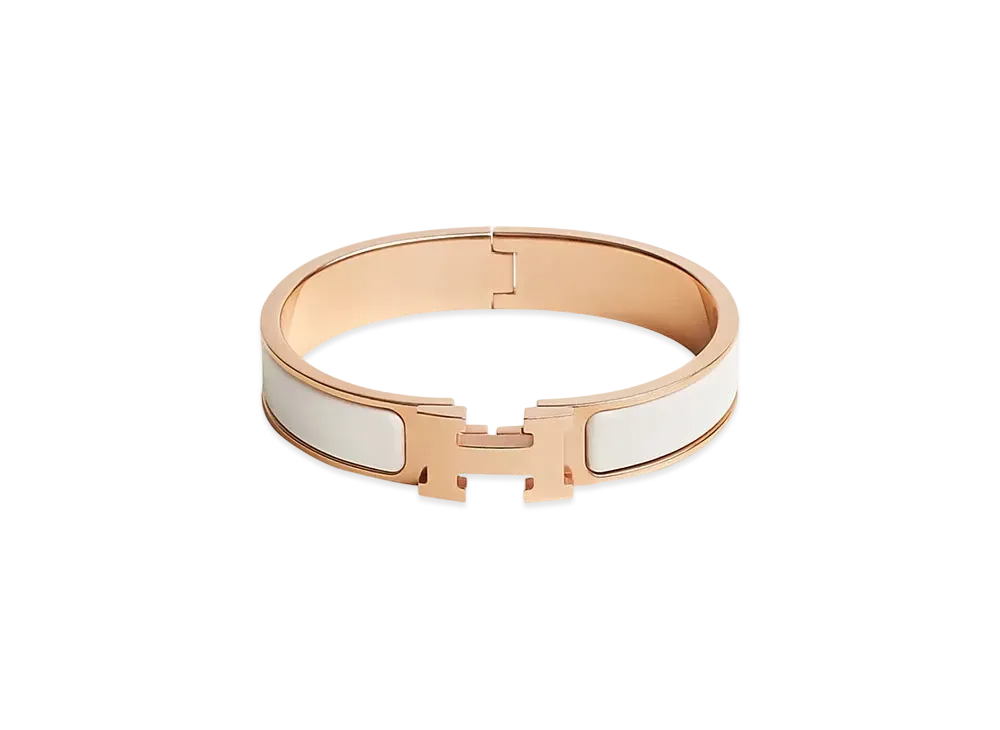 Hermes Clic H Bracelet "Blanc/Rose Gold"