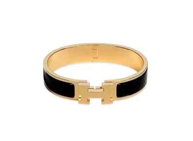 Hermes Clic Clac H Glitter Bracelet "Noir Dore/Gold"