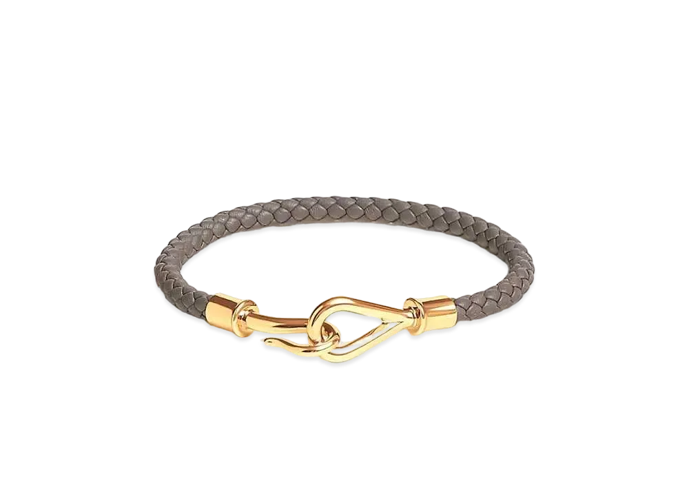 Hermes Jumbo H Bracelet "Gris Etain/Gold"