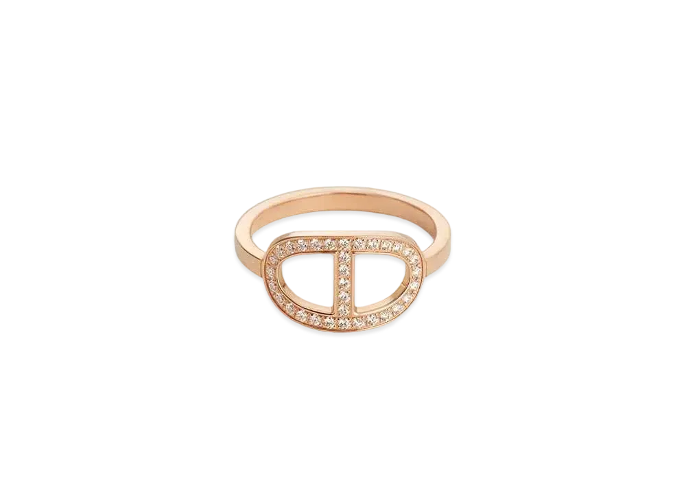 Hermes Chaine D'ancre Contour Ring Medium Model "Pink Gold/Diamond"