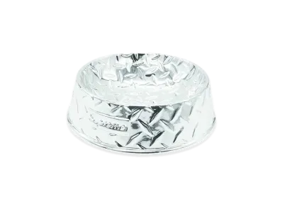 Supreme Diamond Plate Dog Bowl "Silver"