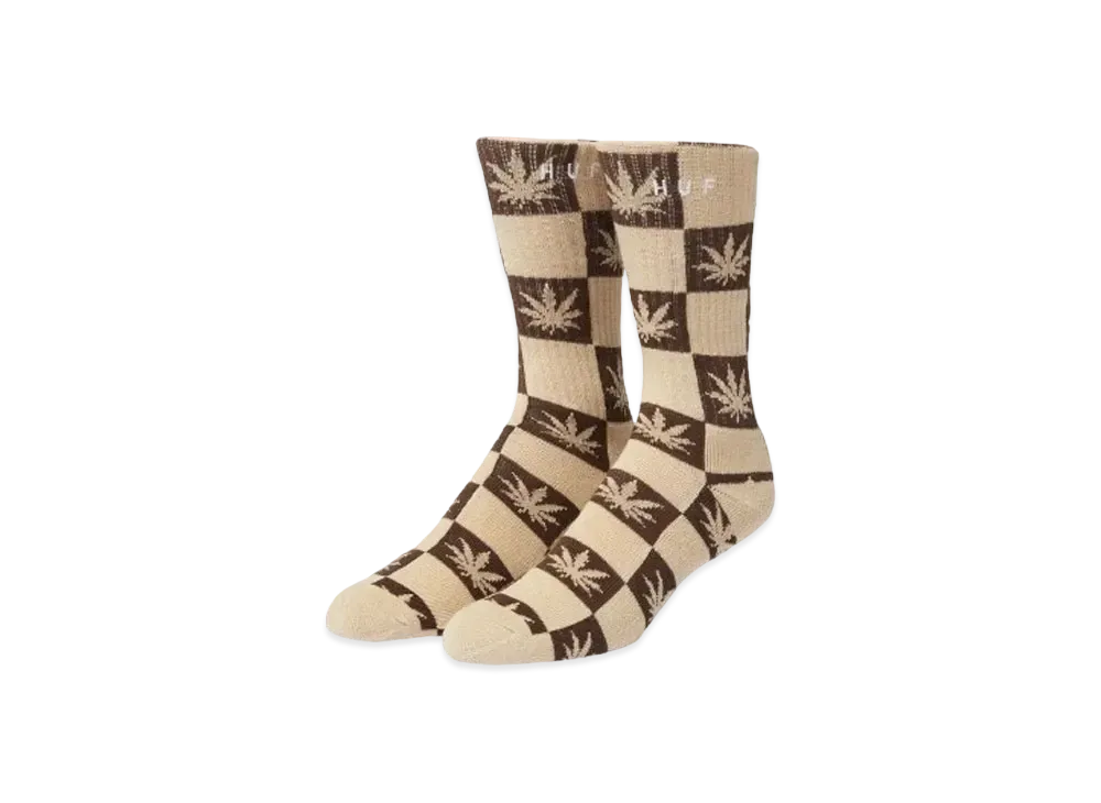 HUF Summer 24 Checkered Plantlife Socks "Wheat"