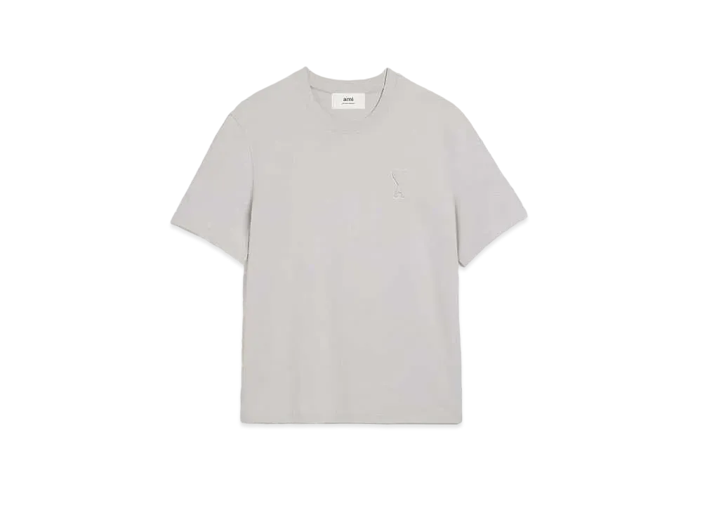 AMI PARIS Organic Cotton Heavy Jersey AMI DE COEUR T-shirt #1 "Chalk "