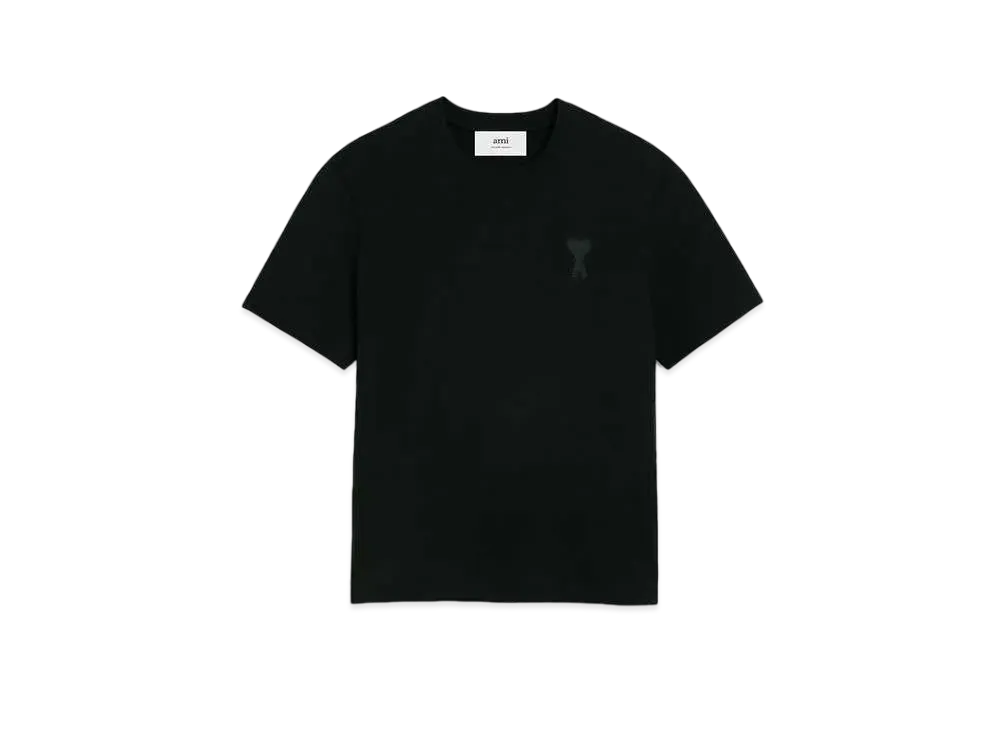AMI PARIS Organic Cotton Heavy Jersey AMI DE COEUR T-shirt #1 "Black"