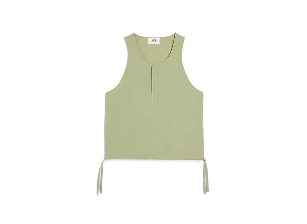 AMI PARIS Cotton Crepe Draw String AMI DE COEUR Tank Top "Sage"