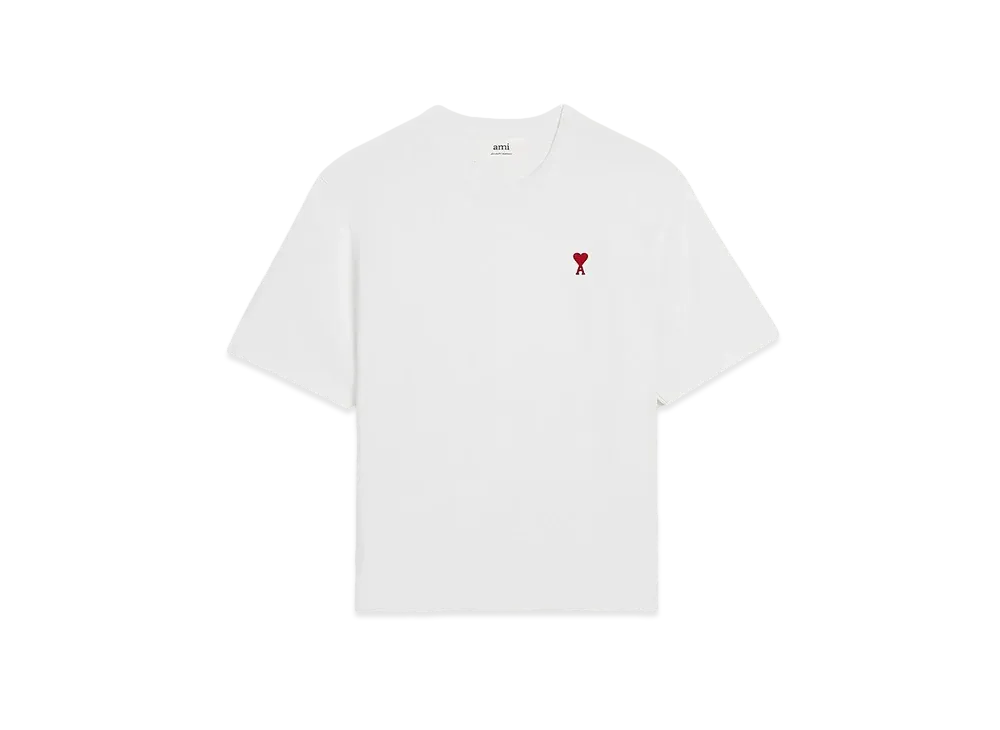 AMI PARIS Organic Cotton Heavy Jersey AMI DE COEUR Boxy Fit T-shirt "White"
