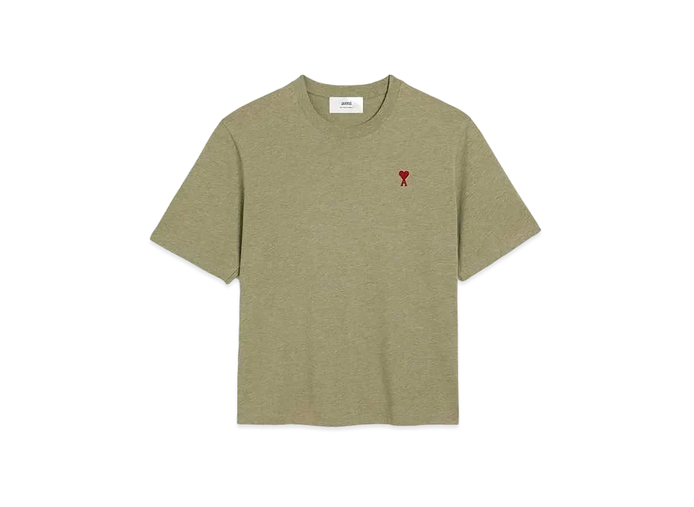 AMI PARIS Organic Cotton Heavy Jersey AMI DE COEUR Boxy Fit T-shirt "Heather Sage"