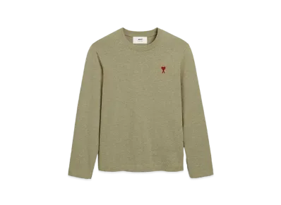 AMI PARIS Organic Cotton Heavy Jersey AMI DE COEUR Long Sleeve T-shirt "Heather Sage"