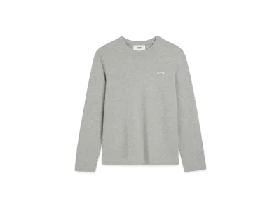 AMI PARIS Organic Cotton Heavy Jersey AMI ALEXANDRE MATTIUSSI Long Sleeve T-shirt "Heather Ash Gray"