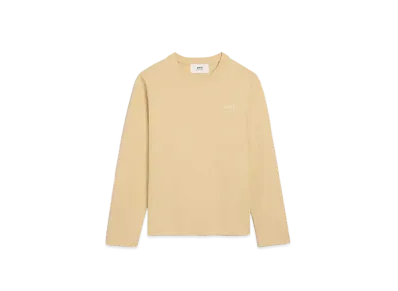 AMI PARIS Organic Cotton Heavy Jersey AMI ALEXANDRE MATTIUSSI Long Sleeve T-shirt "Cream"