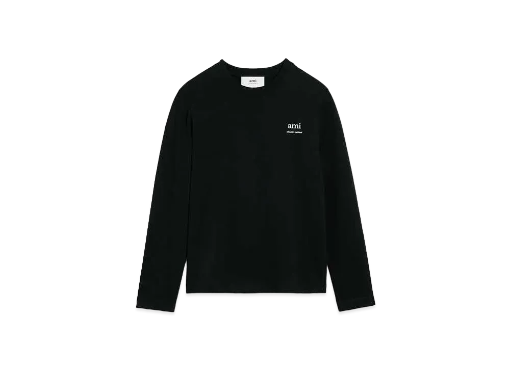 AMI PARIS Organic Cotton Heavy Jersey AMI ALEXANDRE MATTIUSSI Long Sleeve T-shirt "Black"