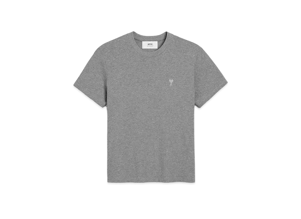 AMI PARIS Organic Cotton Jersey AMI DE COEUR Classic Fit T-shirt "Heather Gray"