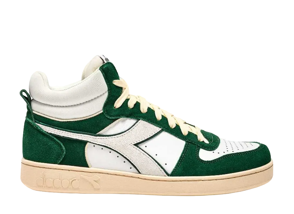 ディアドラ マジックバスケット デミ カット スウェード レザー "ホワイト/フォグリージグリーン"