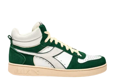 DIADORA Magic Basket Demi Cut Suede Leather "White/Fogliage Green"